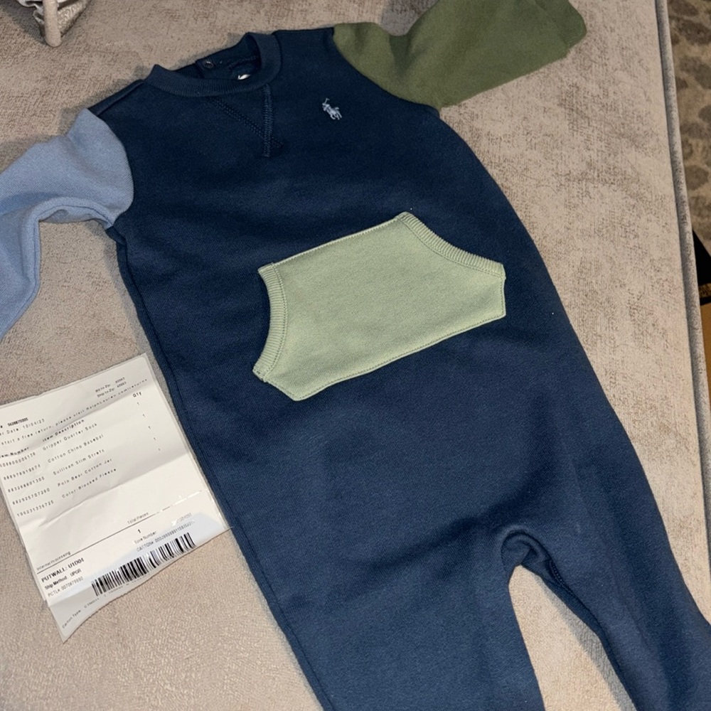 Ralph Lauren Color-blocked Fleece Coverall. 9 month size.